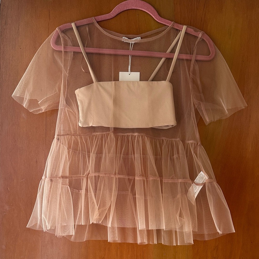 Zara Sheer Layered Top